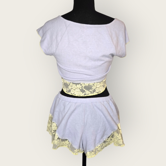 🩵💛Urban Outfitters Lace Trim Sleepwear Set - Blue and Yellow 🩵💛 - Picture 7 of 8